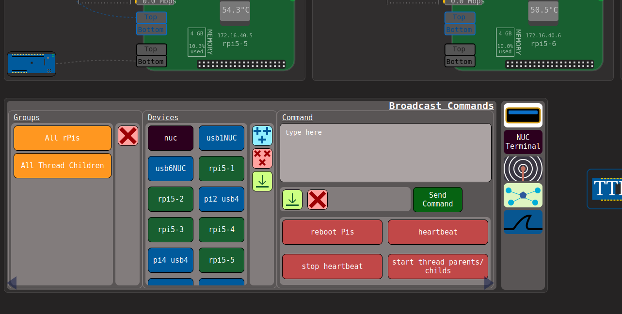 Image of the NUC's broadcast command page